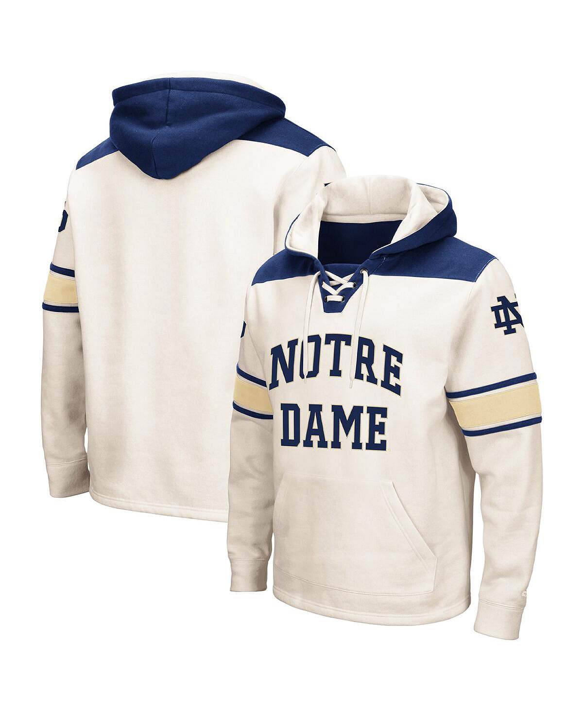 Мужской кремовый пуловер на шнуровке Notre Dame Fighting Irish Big and Tall Hockey с капюшоном Colosseum