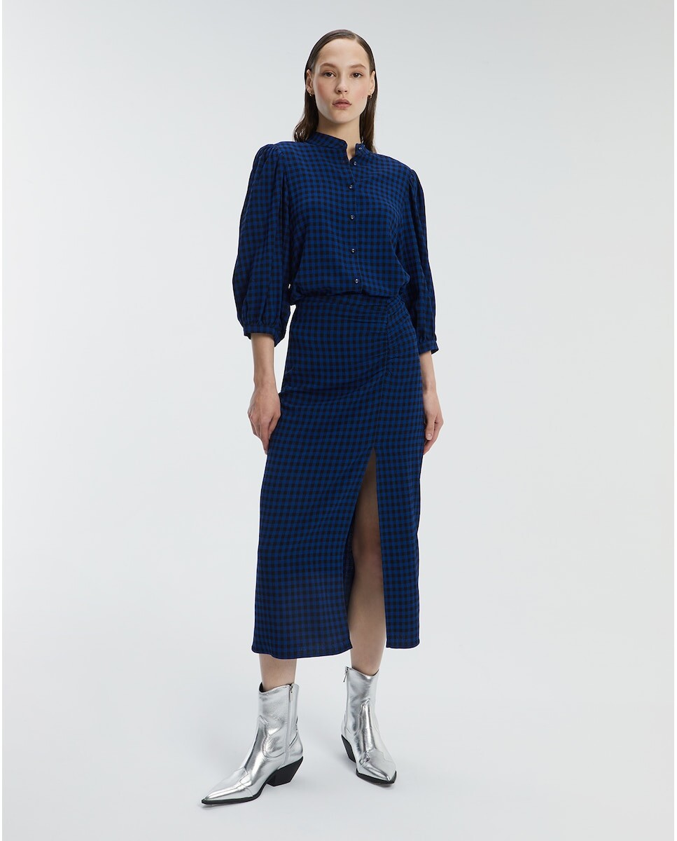 

Юбка миди с принтом Gingham Andam, синий