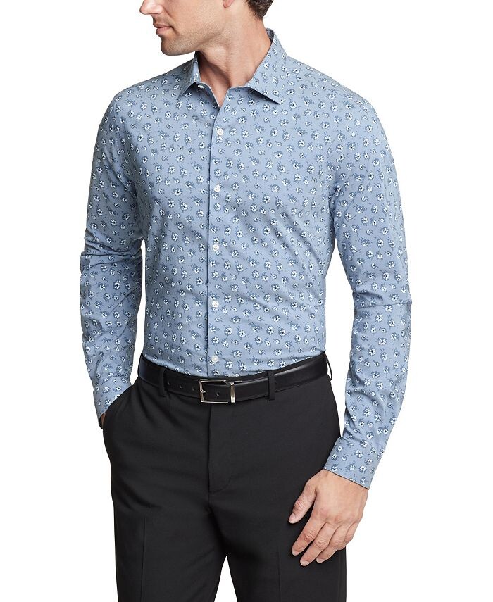 

Мужская классическая рубашка классического кроя Stain Shield Van Heusen, цвет Floral Blue