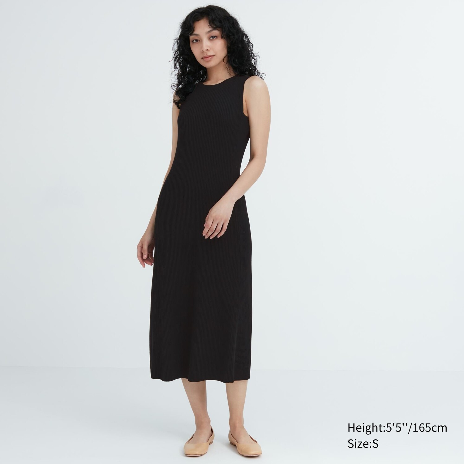 

Трикотажное платье без рукавов из смеси хлопка Uniqlo, черный