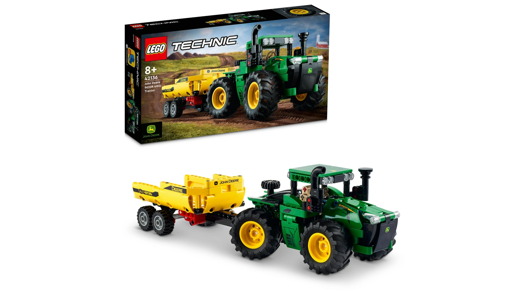 Lego Technic Трактор John Deere 9620R 4WD, игрушечный трактор bruder газонный трактор bworld john deere с прицепом и садовником