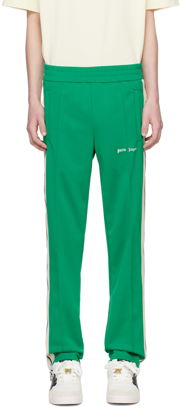

Зеленые спортивные брюки в полоску Palm Angels, цвет Green/Off white