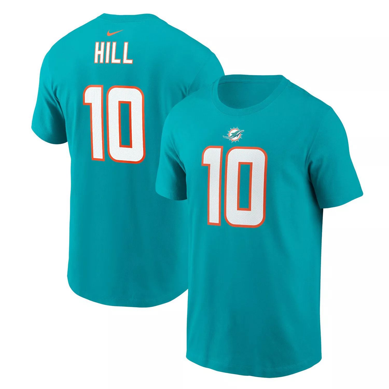 Мужская футболка Nike Tyreek Hill Aqua Miami Dolphins с именем и номером игрока