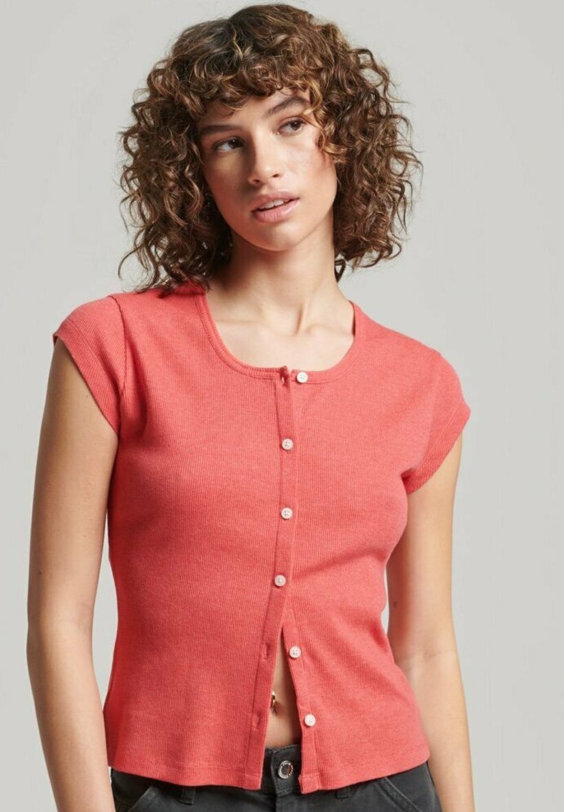 

Кардиган Superdry КОРОТКИЙ РУКАВ НА ПУГОВИЦАХ, цвет summer coral marl