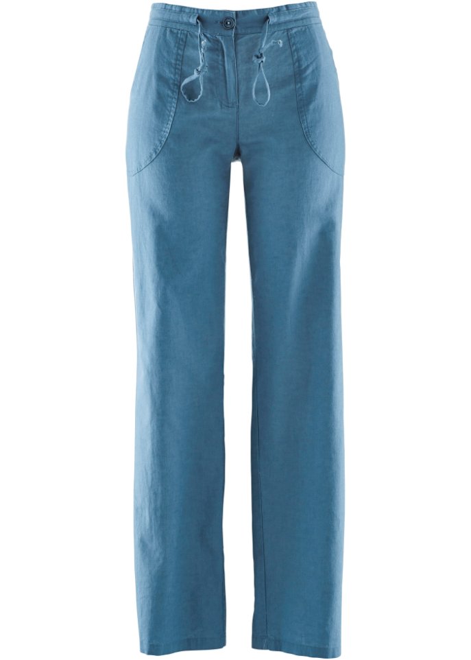Широкие льняные брюки Bpc Bonprix Collection, синий