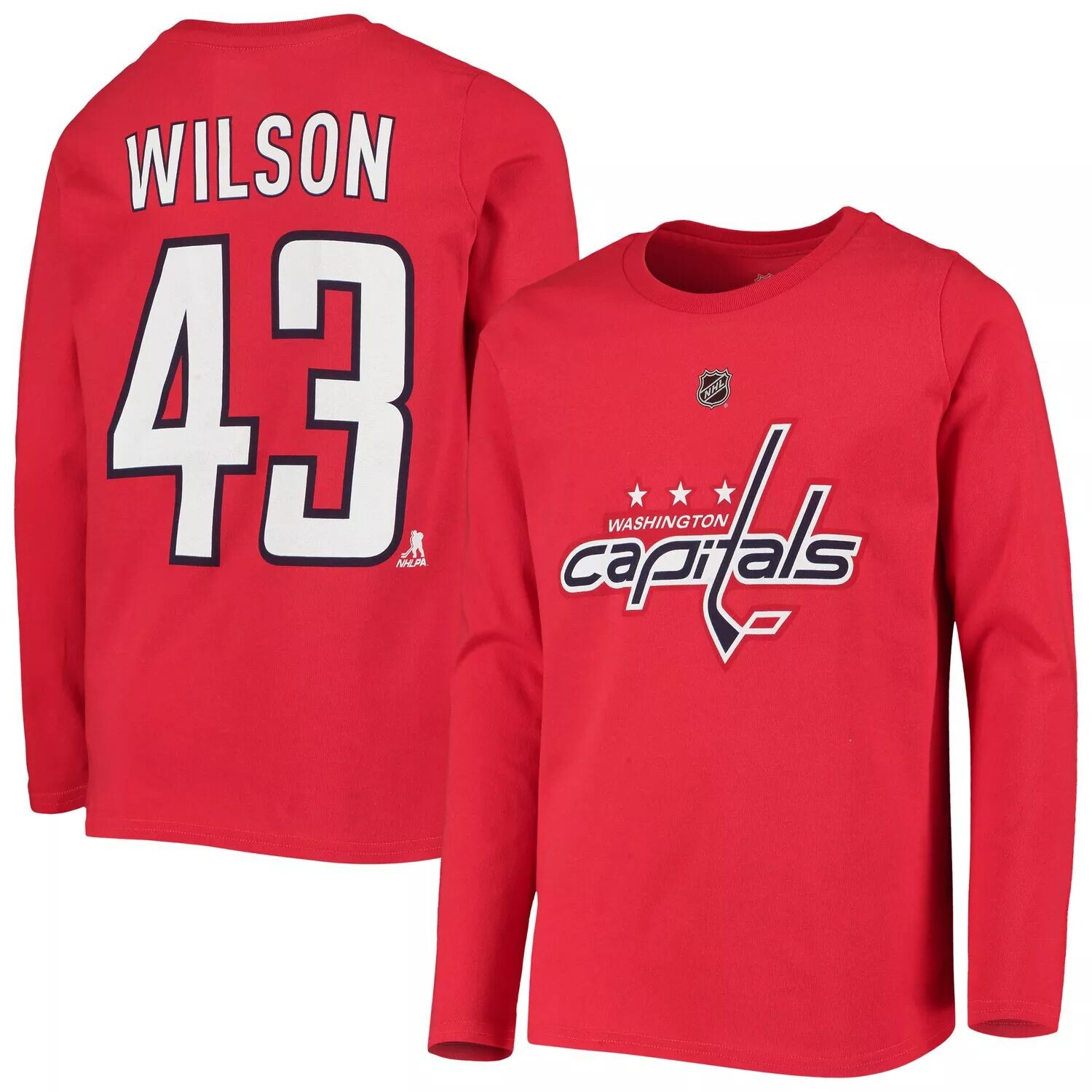 

Молодежная красная футболка Washington Capitals с длинными рукавами и номером Tom Wilson Capitals Outerstuff