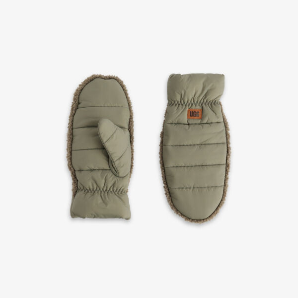 

Варежки рипстоп с отделкой из пуха и борга Ugg, зеленый