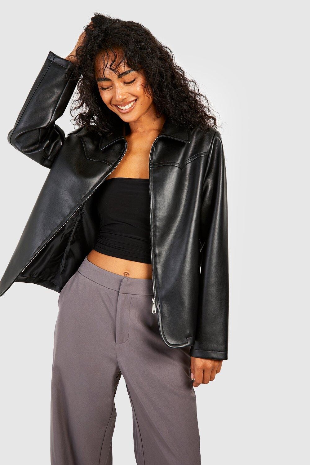 

Куртка из искусственной кожи Boohoo, черный