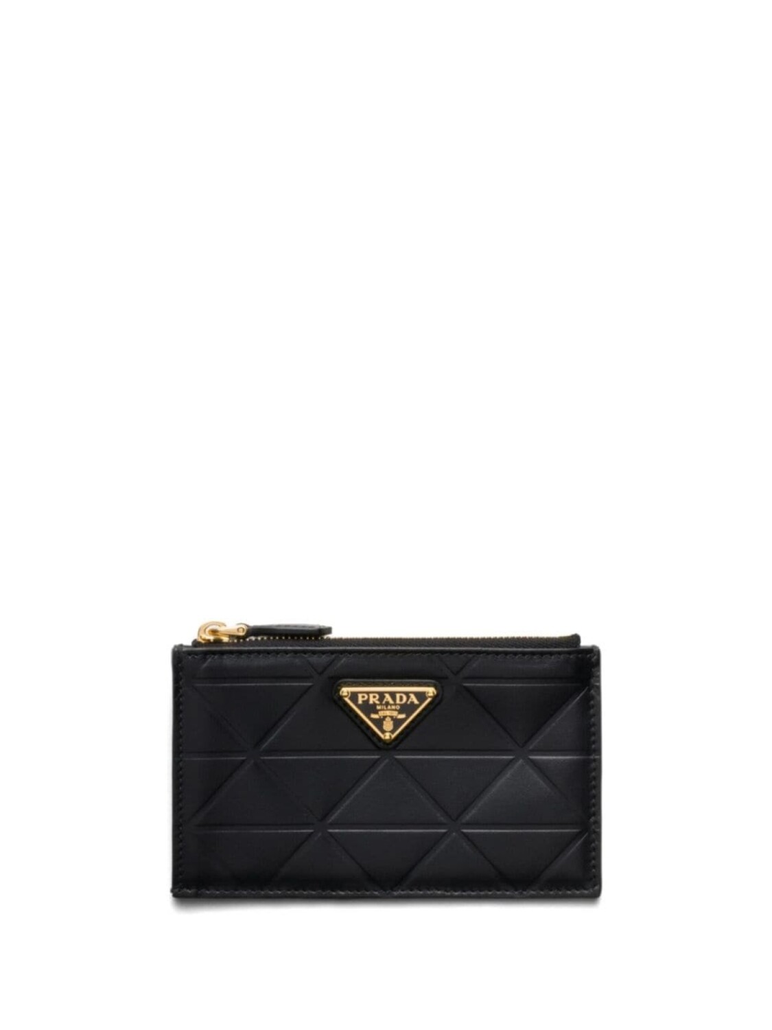 

Prada держатель для карт из кожи с треугольным мотивом, черный