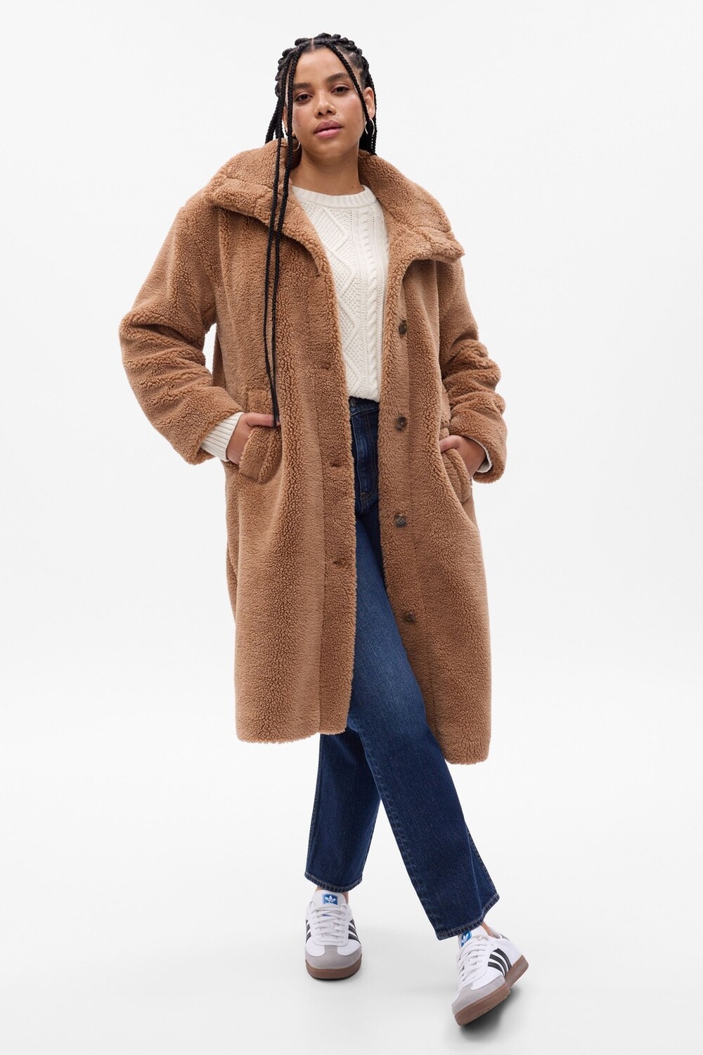 

Длинное пальто из шерпы Gap, коричневый