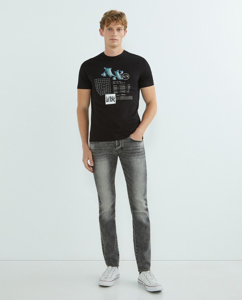 

Мужские джинсы скинни J10 светло-серые стираные Armani Exchange, серый