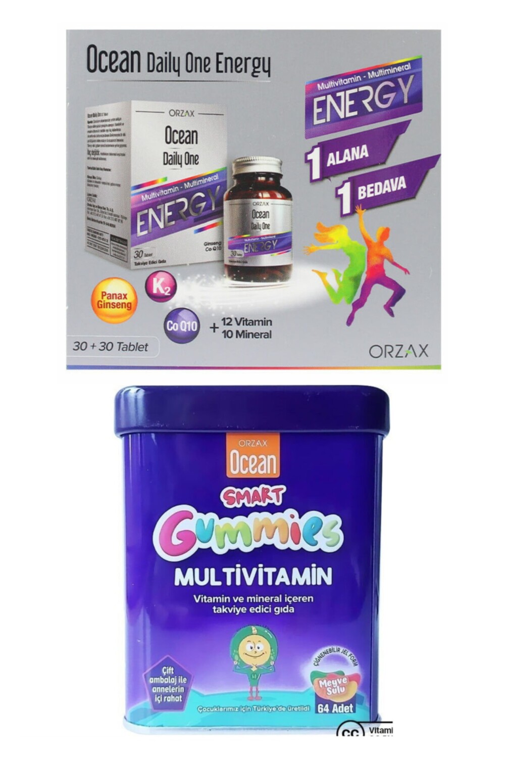 

Daily One Energy (30+30) Tablet And Ocean Smart Gummies Multivitamin 64 жевательная гелевая форма