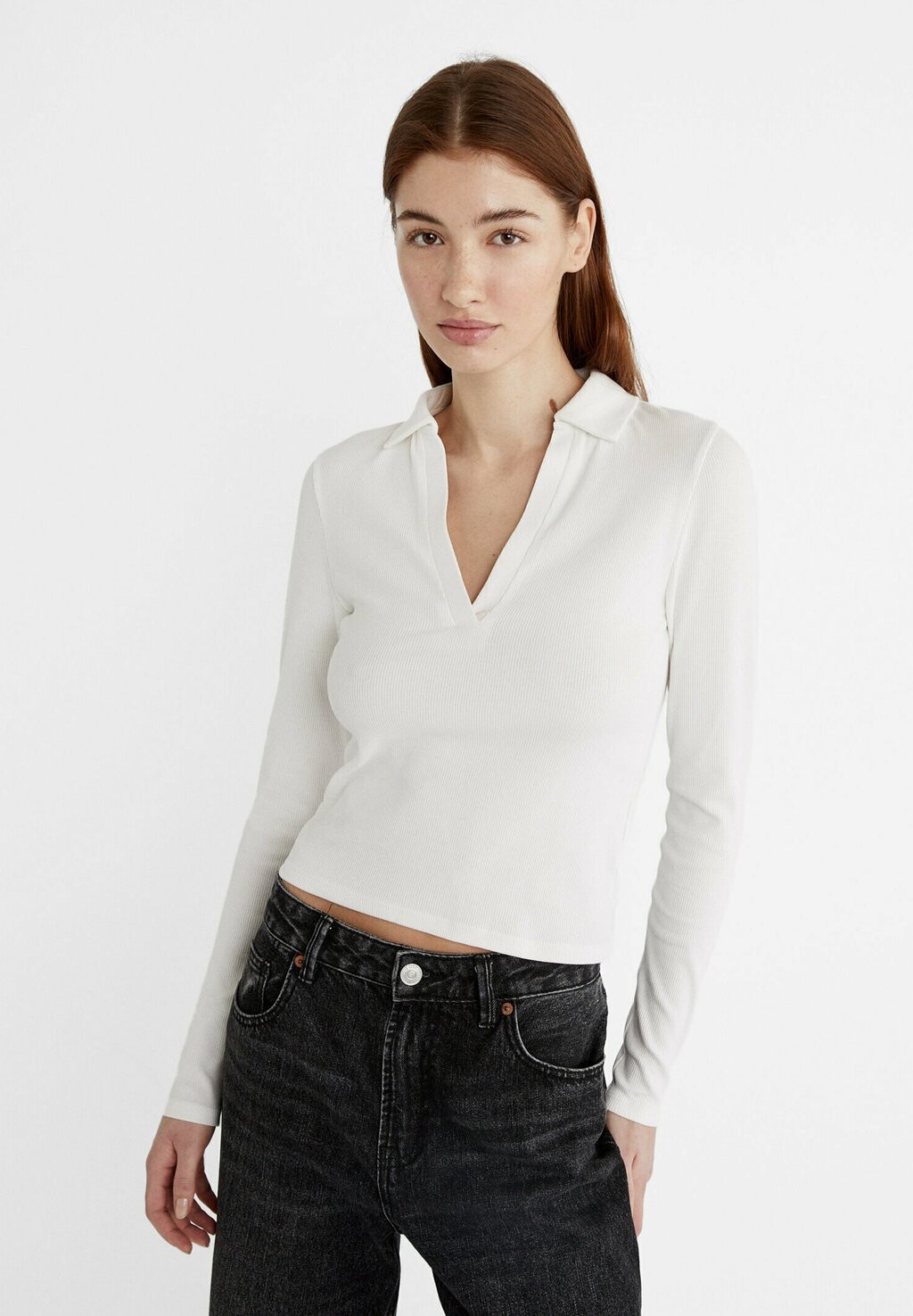 

Блузка с длинными рукавами Stradivarius, белый