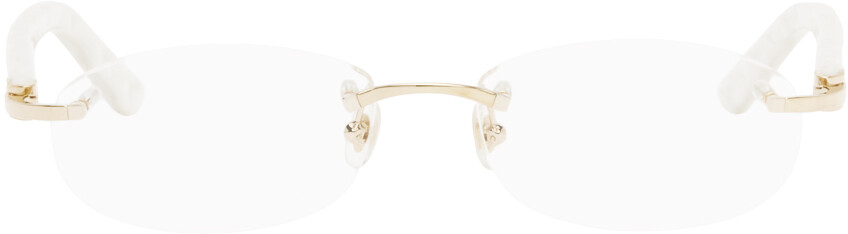 

Золотые овальные очки Cartier, цвет Gold/White/Transparent