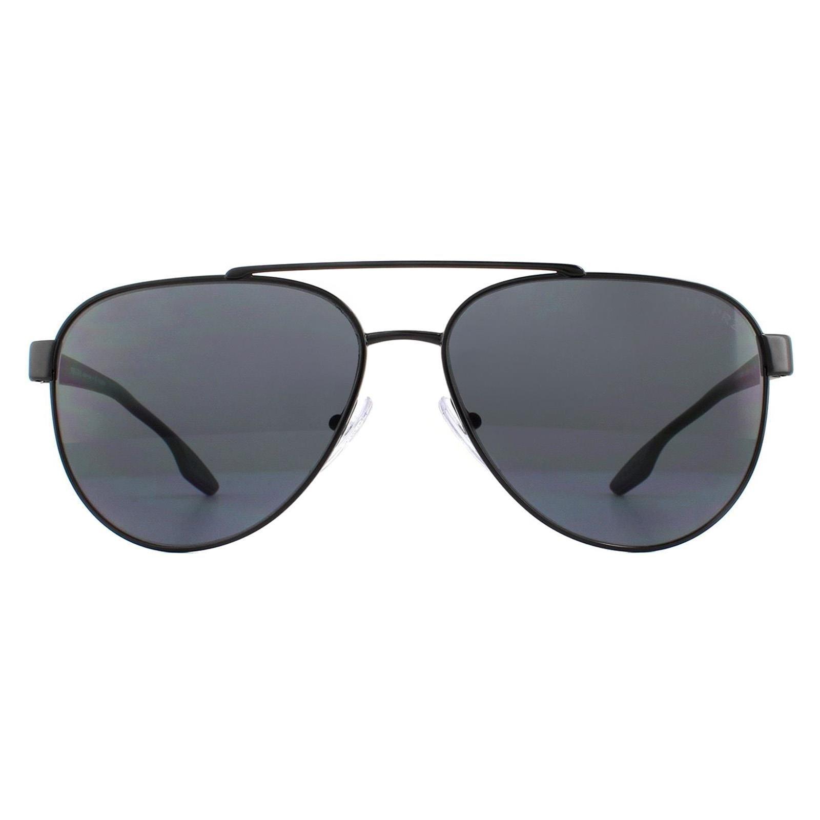 Черные, серые поляризованные солнцезащитные очки-авиаторы Prada Sport, черный prada солнцезащитные очки prada pr 58ws 1ab5z1 black [pr 58ws 1ab5z1]