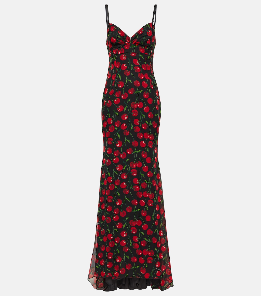цена Платье из шелкового шифона с принтом вишни Dolce&Gabbana, мультиколор