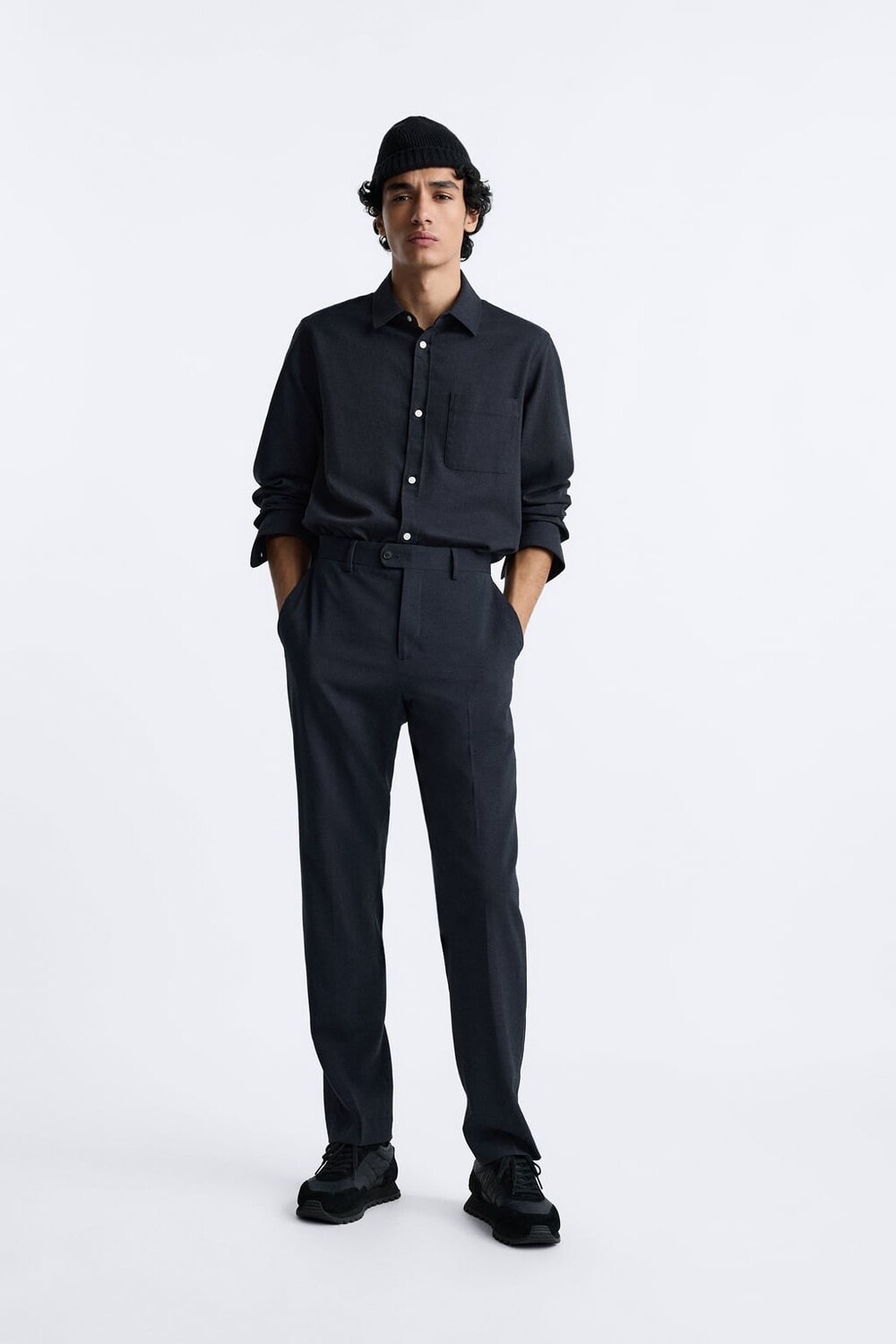 

Кожаные кроссовки для бега ZARA, черный