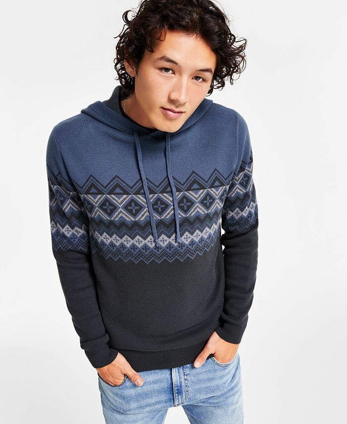 

Мужской пуловер с капюшоном Fair Isle Sun + Stone, синий