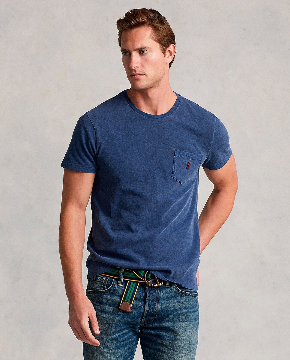 

Хлопковая мужская футболка с коротким рукавом Polo Denim Ralph Lauren, темно-синий