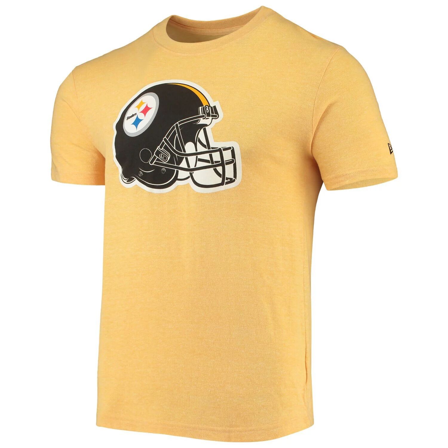 

Мужская футболка New Era Heathered Gold Pittsburgh Steelers Helmet Tri-Blend с логотипом