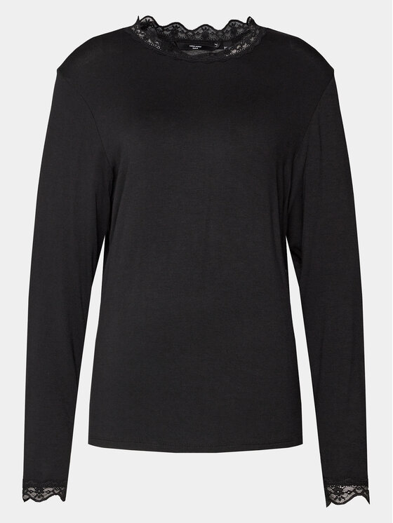 Узкая блузка Vero Moda Curve, черный свитшот vero moda curve блузка руллнек vmcsaba plus size береза ​​чёрная белая