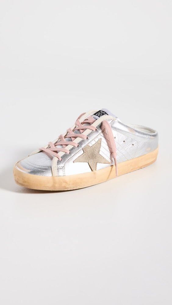 

Кроссовки Golden Goose Super-Star Sabot Laminated Upper Suede, серебряный