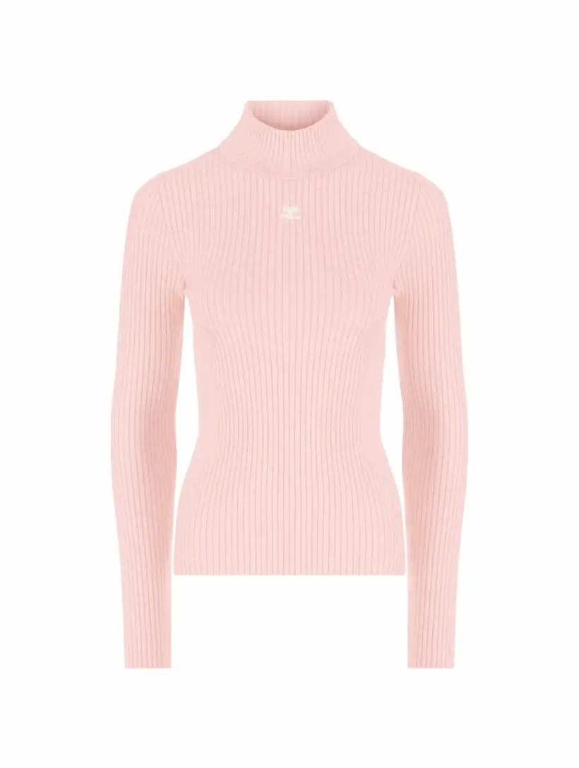 

Трикотажная водолазка с логотипом Courreges, розовый