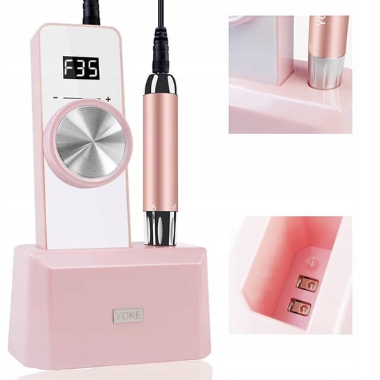 Мобильная дрель для ногтей 36 Вт, белая и розовая, AllePaznokcie