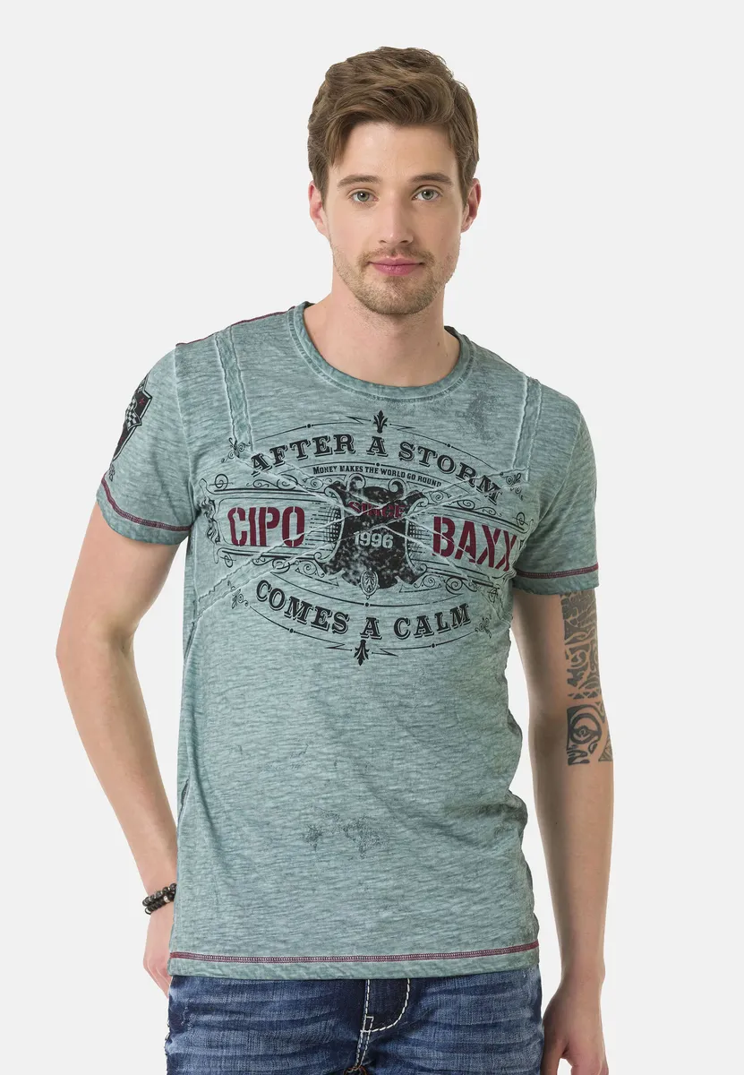 

Футболка Cipo & Baxx в винтажном стиле, мятный