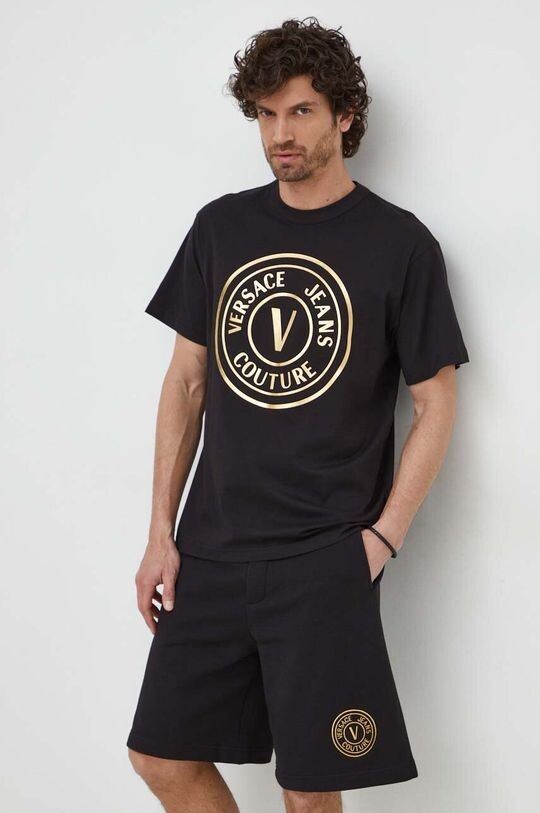 

Хлопковая футболка Versace Jeans Couture, черный