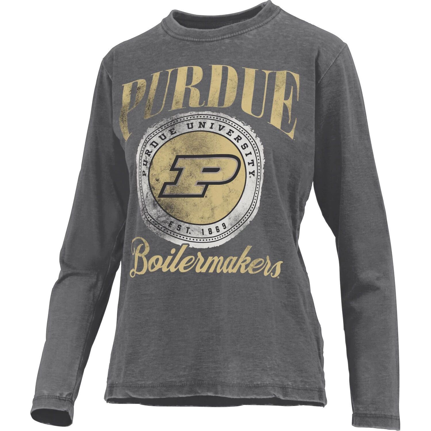 

Женская винтажная футболка оверсайз с длинными рукавами Purdue Boilermakers Pressbox Purdue Boilermakers Falkland