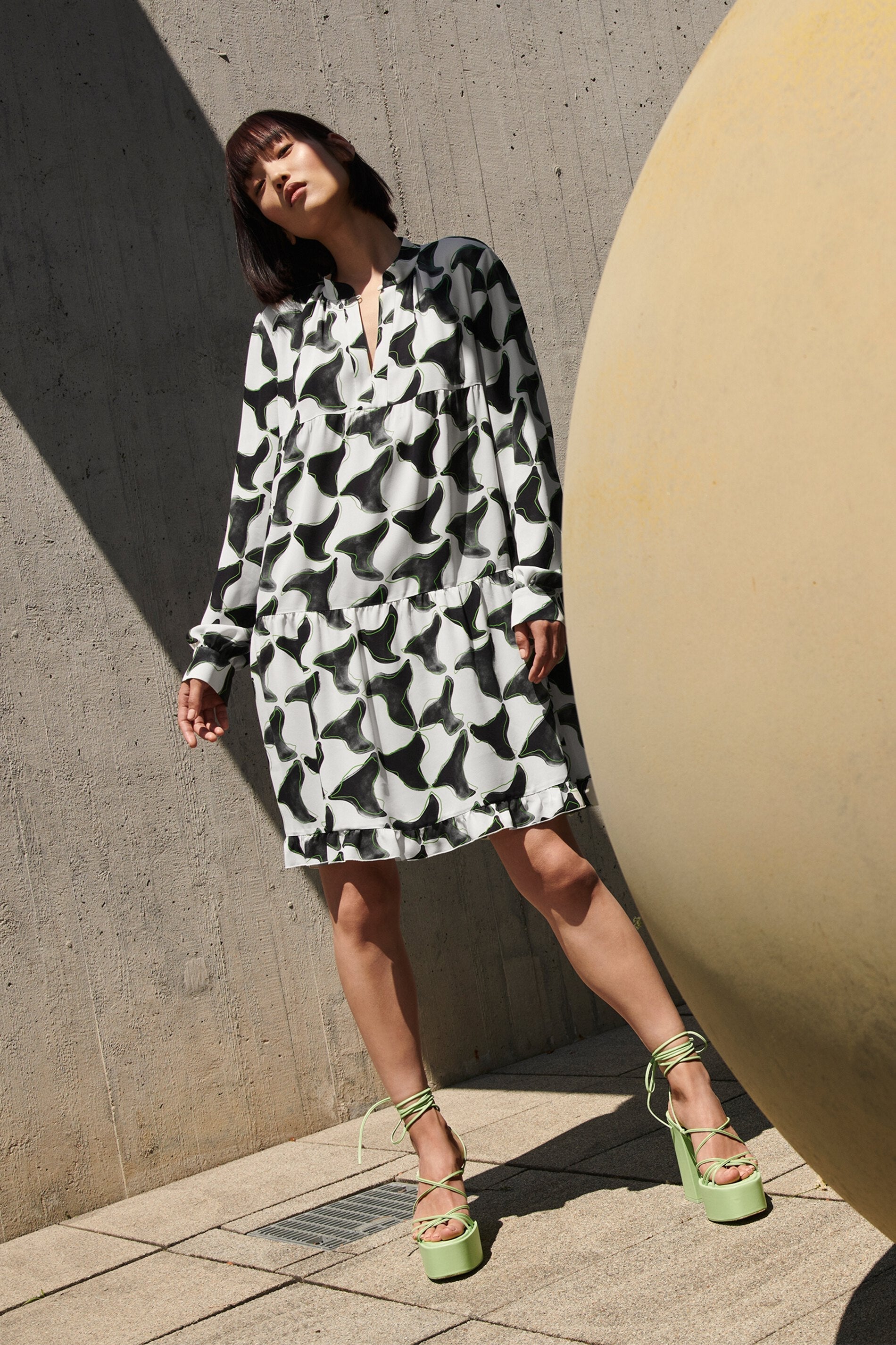 Платье с принтом «гусиные лапки» LUISA CERANO, цвет the pied de poule print