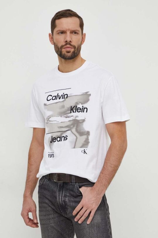 

Хлопковая футболка Calvin Klein Jeans, белый