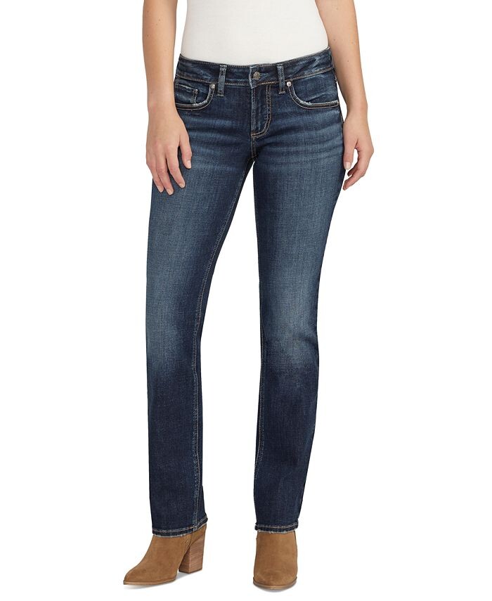 

Женские прямые джинсы Britt с низкой посадкой и пышным кроем Silver Jeans Co., синий