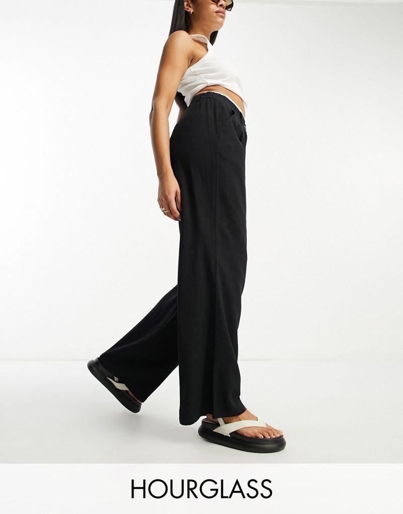 

Черные льняные брюки для папы ASOS DESIGN Hourglass Dad