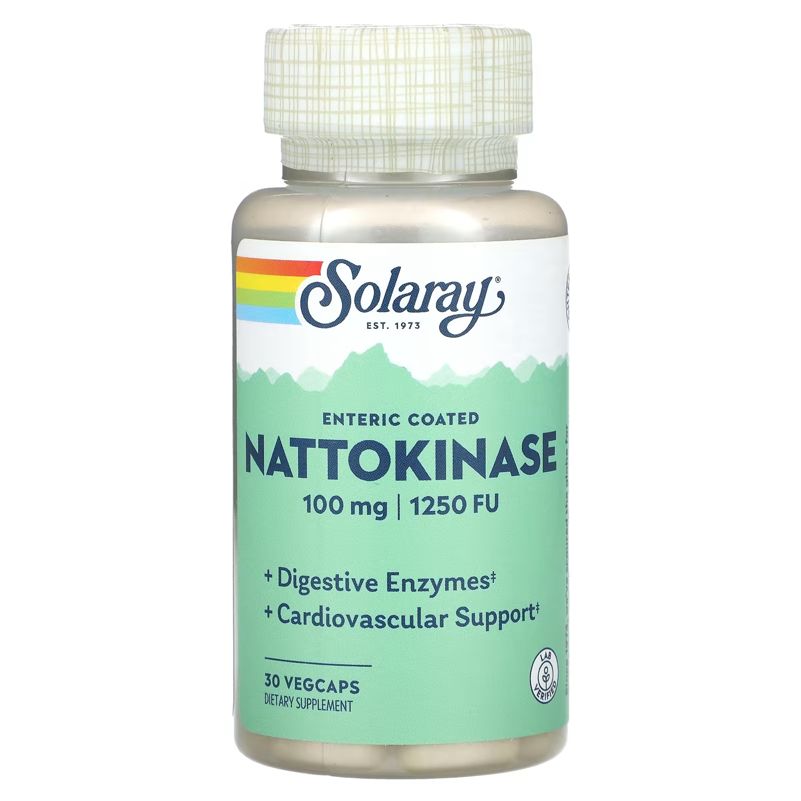 Наттокиназа Solaray 100 мг, 30 растительных капсул solaray наттокиназа 100 мг 1250 fu 30 растительных капсул