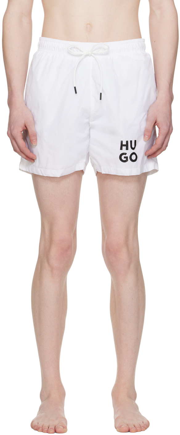 Белые шорты для плавания с принтом Hugo, цвет White