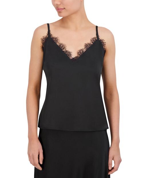 

Майка с тканой кружевной отделкой BCBGMAXAZRIA, цвет Black