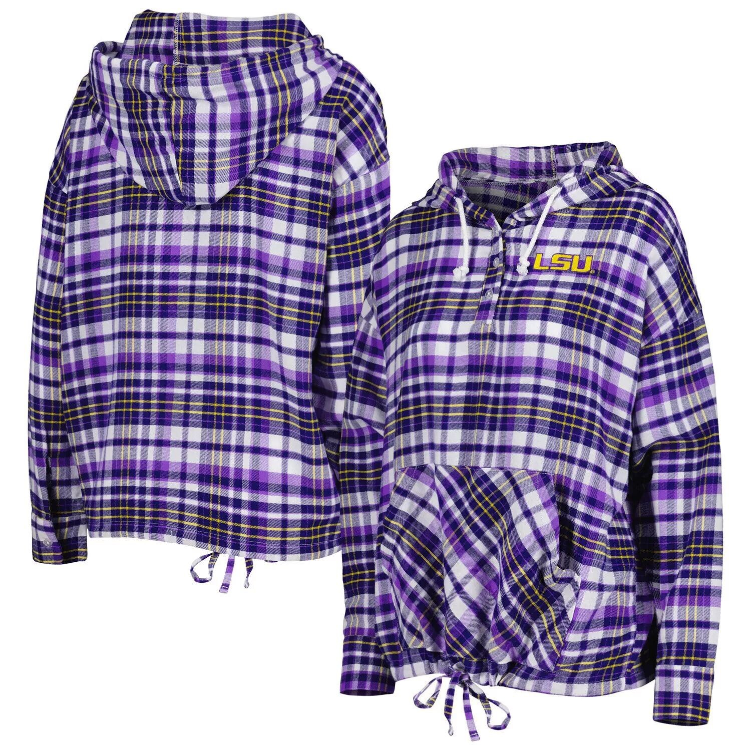 

Женский клетчатый пуловер с капюшоном Concepts Sport Purple LSU Tigers Mainstay