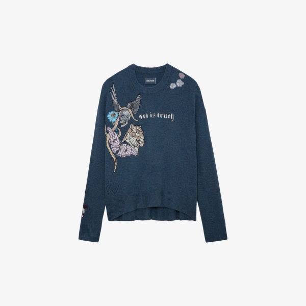 

Кашемировый джемпер Markus с рисунком интарсии Zadig&Voltaire, цвет denim