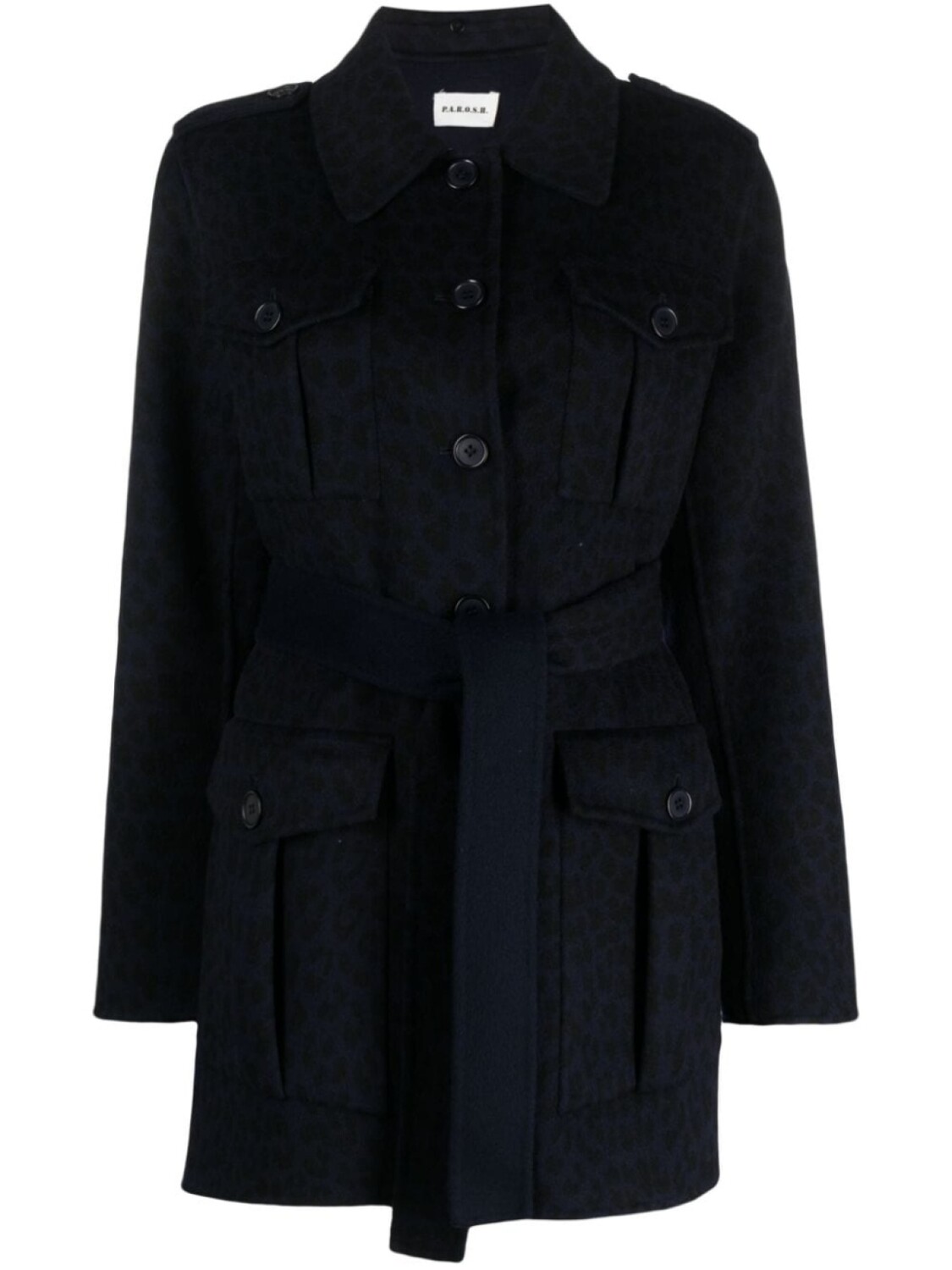 

P.A.R.O.S.H. leopard-print wool coat, синий