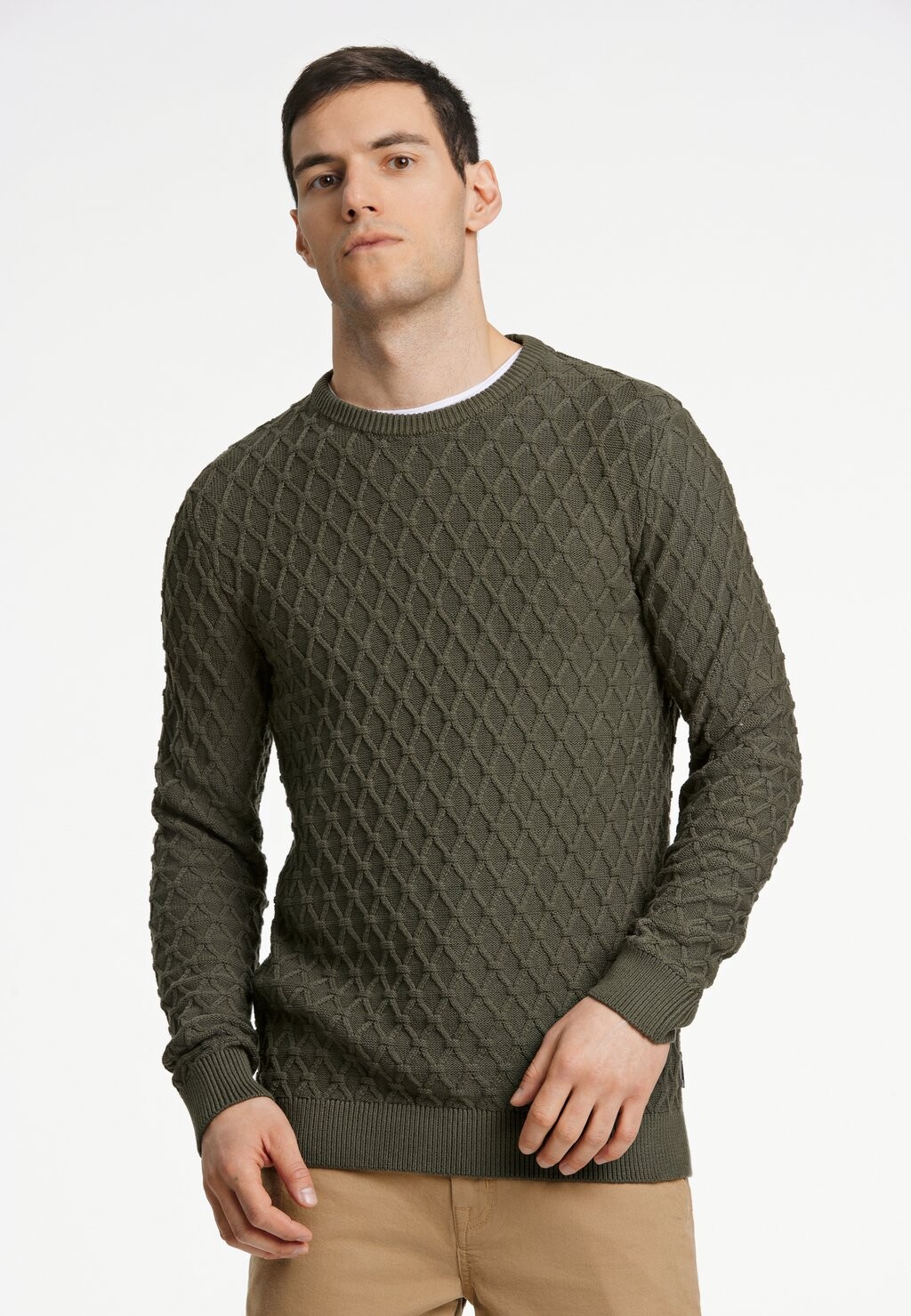 

Свитер Lindbergh Cable O-Neck, зеленый, Серый