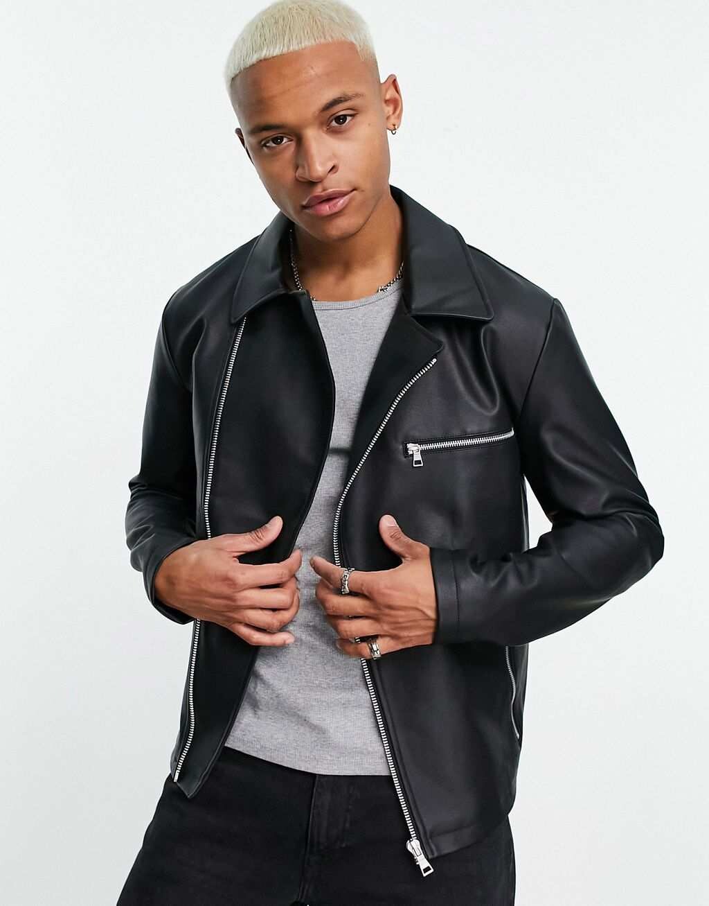 

Черная косуха из искусственной кожи ASOS DESIGN, Черный