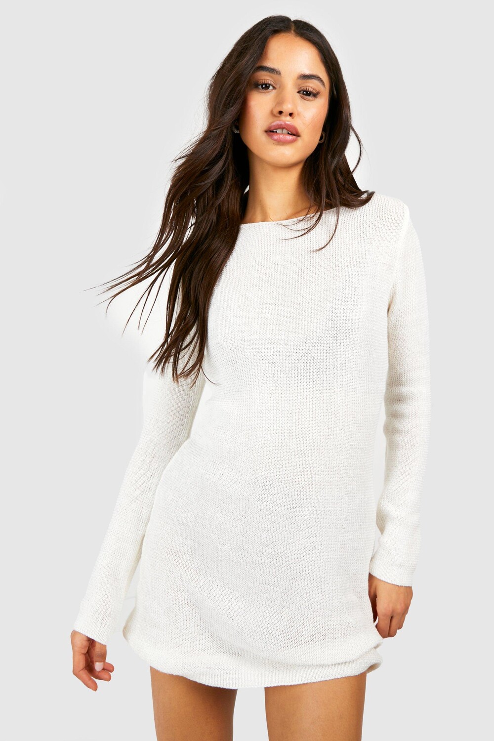 

Трикотажное мини-платье на шнуровке Boohoo, слоновая кость