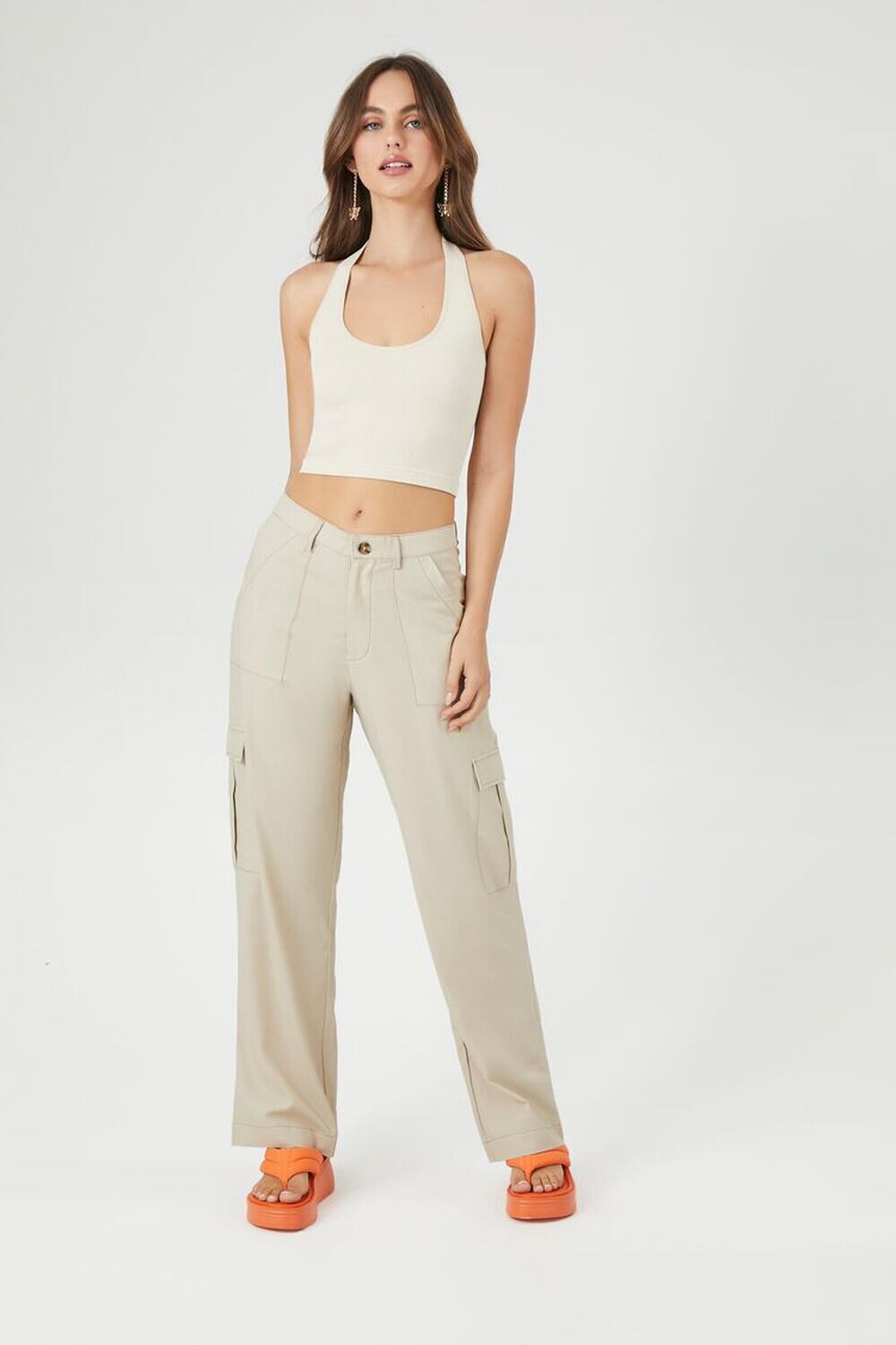 

Прямые брюки карго Forever 21, коричневый