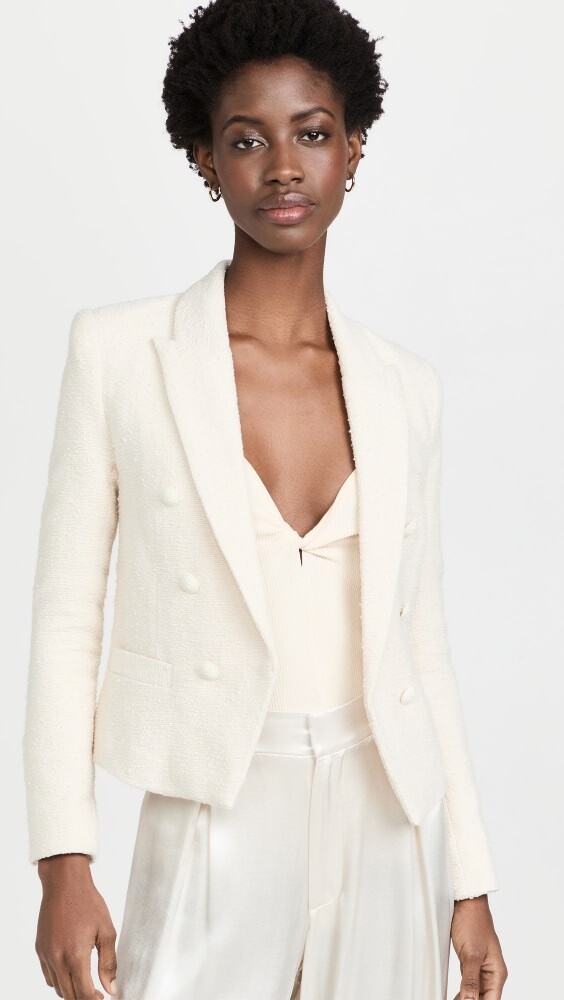 

Блейзер L'AGENCE Brooke Double Breasted Crop, экру