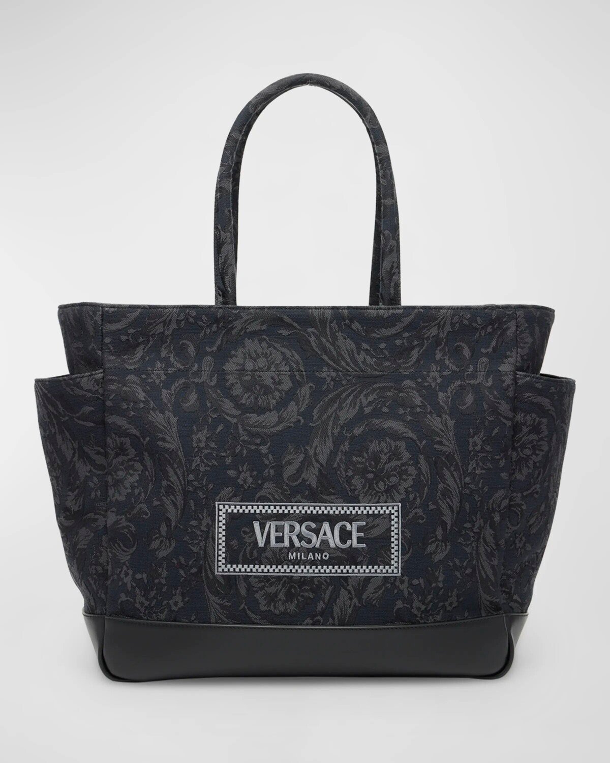 

Жаккардовая большая сумка для подгузников Barocco Versace, цвет Black/Gold