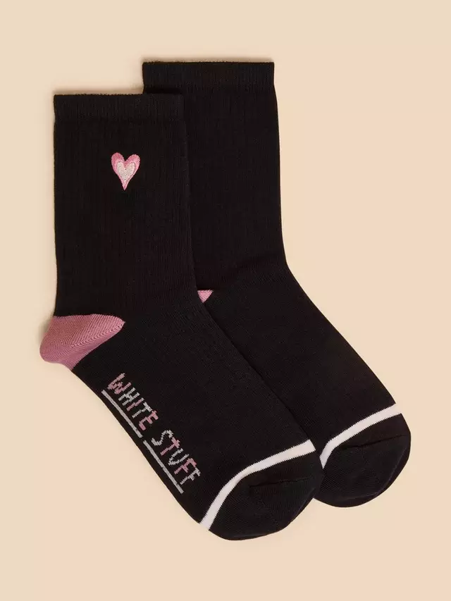 

Носки White Stuff Heart Embroidered Organic Cotton Mix, черный