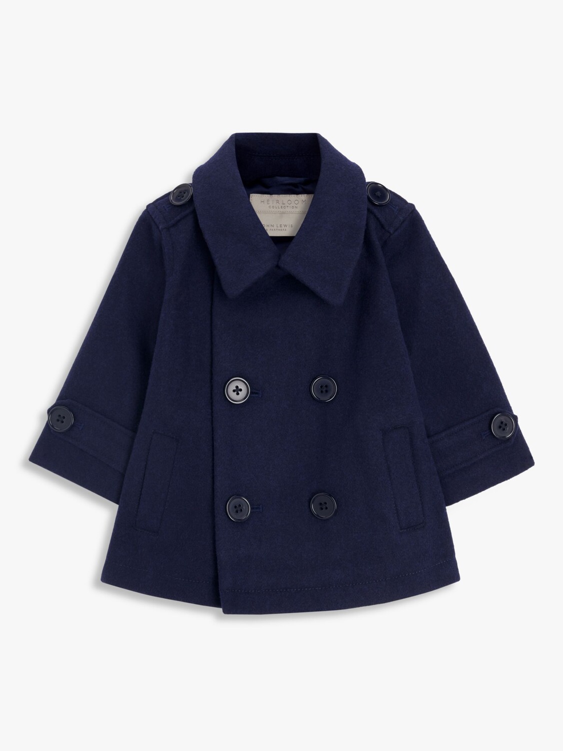 

Двубортное пальто из шерстяной смеси Heirloom Collection для малышей John Lewis Heirloom Collection, темно-синий