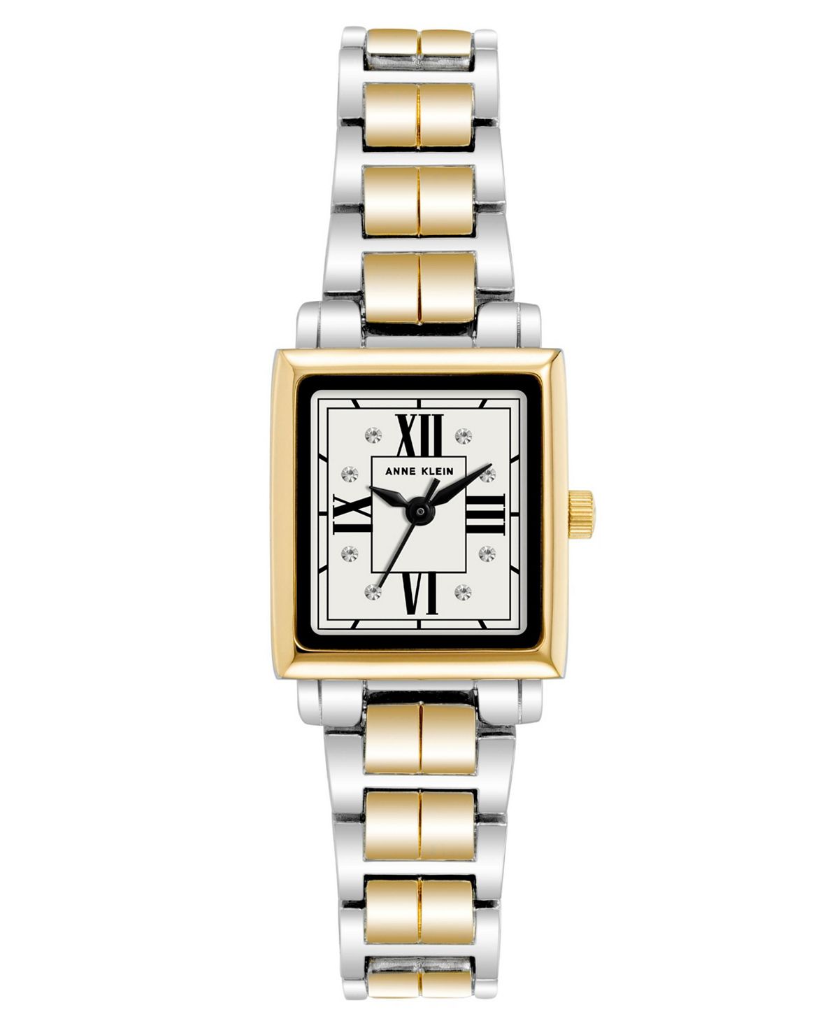 цена Женские кварцевые часы с тремя стрелками, квадратный браслет из золотистого и серебряного сплава, 21 мм Anne Klein